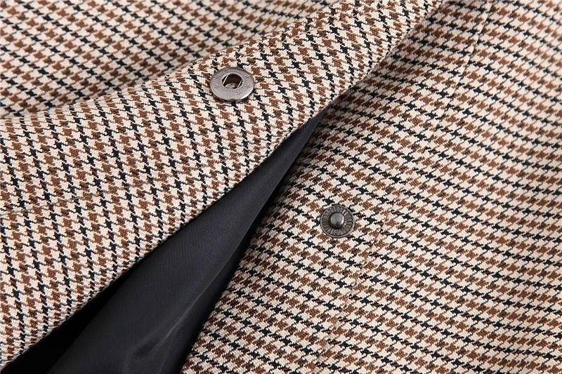 

Elegant Women Plaid O-Neck Outercoat 2020 Fashion Ladies Sashes Pocket Overcoat Streetwear Female Chic Button Long Coats