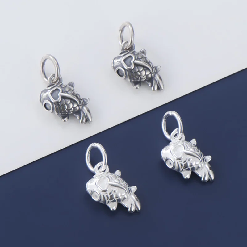 1 шт./лот 925 Стерлинговое Серебро Lucky Fish стерео шармы украшения S925 Серебряное