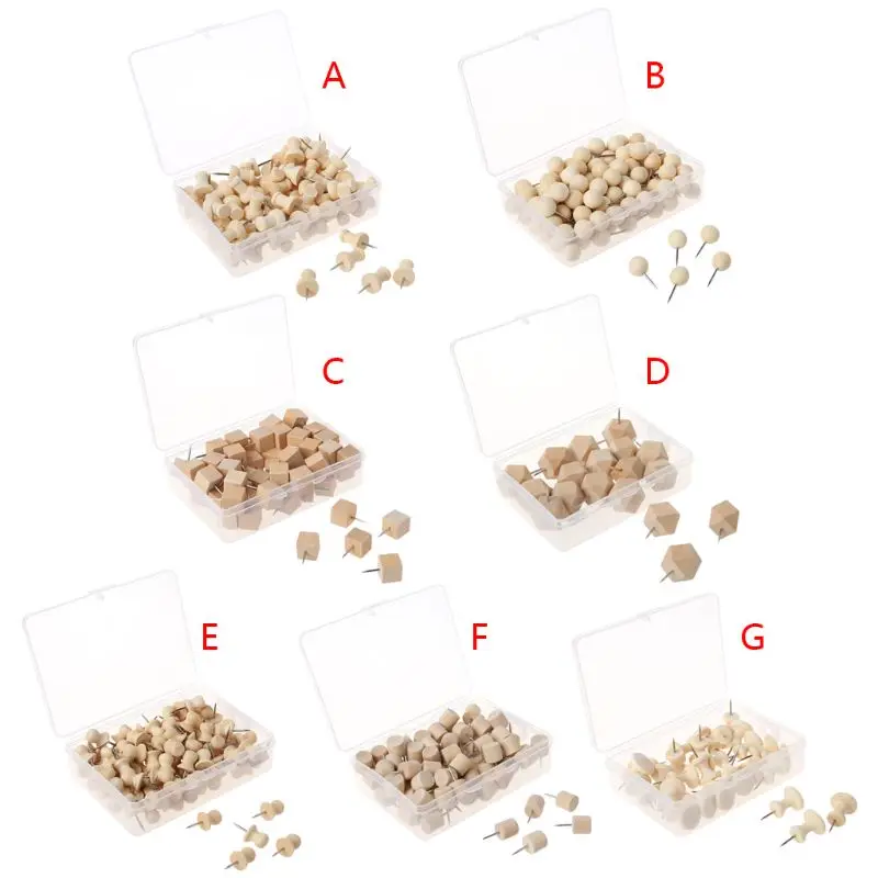

Wooden Thumbtack Board Pins Pushpins Drawing Photo Wall Studs Nail School Suppy PXPA