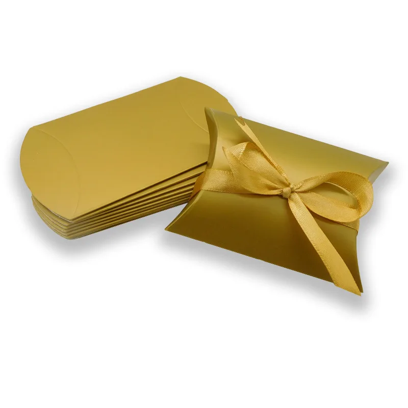 Подарочная коробка для конфет из крафт-бумаги золотистого/серебристого цвета 12