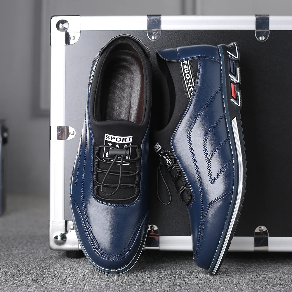 

High Quality Big Size Casual Shoes Men Business Spring Fashion Men Casual Shoes Hot Sale Breathable Blue Casual Men Shoes Black