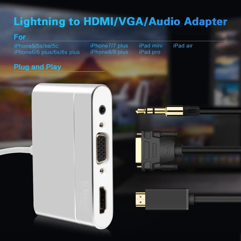 HBUDS X6L 1080P HDMI кабель для разъема Lightning AV HDMI/HD ТВ цифровой адаптер Iphone 5S 6 6s 7 8 плюс Ipad