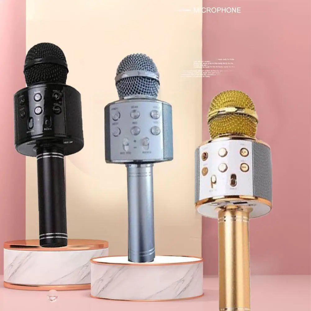 

Portable Wireless Karaoke Microphone Bluetooth Handheld Record Ktv Player Function With Led Dancing Home Lights Speaker W0m3