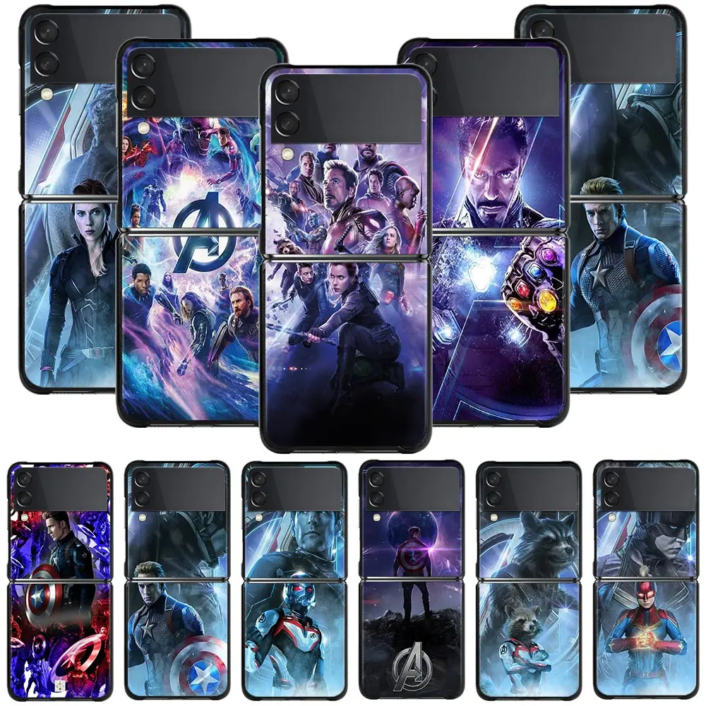 

Smartphone Case For Samsung Galaxy Z Flip3 5G Z Flip 3 z flip Cover PC Shell Black Caso Hard Capa Marvel Avengers Endgame