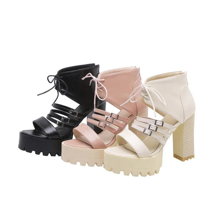 

women's shoes thick heel waterproof platform belt buckle open toe ROMAN SANDALS stage performance high heel sandals