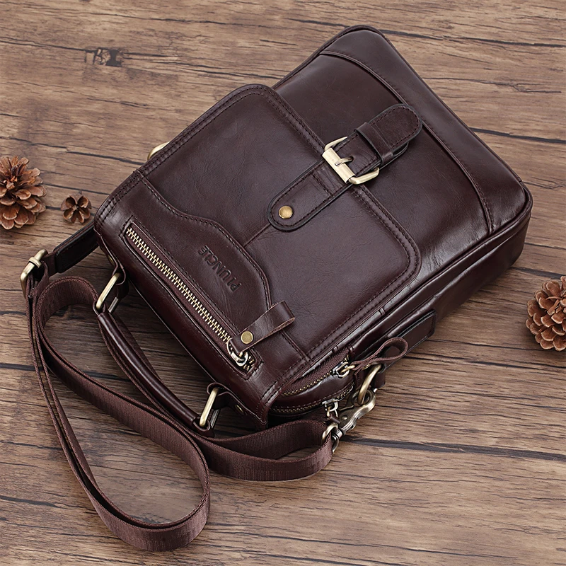 Сумка-мессенджер PI дядя Мужская из воловьей кожи |