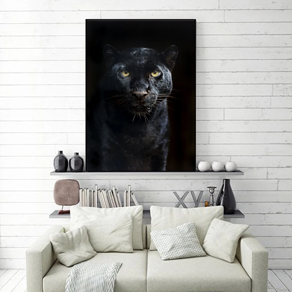 Животные Черная пантера настенная Картина на холсте скандинавские постеры и - Фото №1