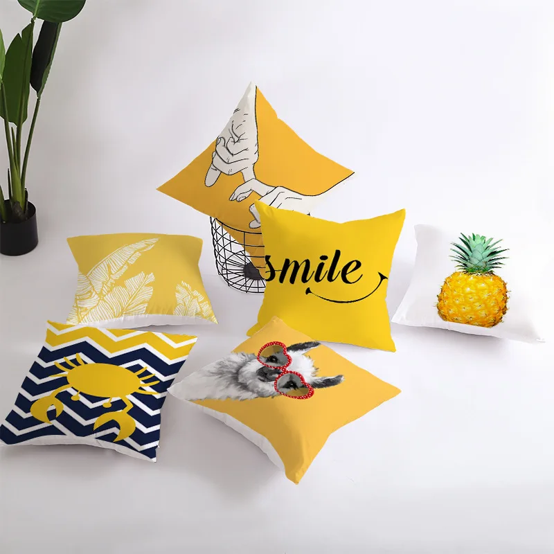 

Yellow Pillow Case Nordic Geometric Cushion Cover for Sofa Car Decorative Throw Pillows Covers Polyester Decor Home 45*45cm/pc