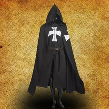 1pc Black MEDIEVAL WARRIOR Cosplay Costume TEMPLAR KNIGHT Cloak Robe