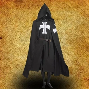 1pc black medieval warrior cosplay costume templar knight cloak robe free global shipping