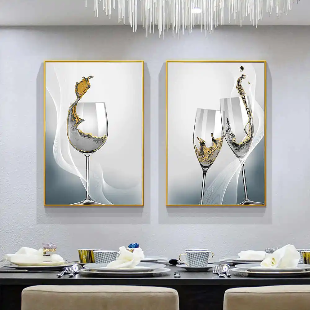 

Modern canvas art champagne goblet poster print picture painting kitchen home decoration mural restaurant