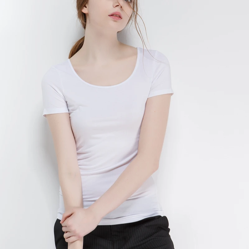 

Casual Women Summer T Shirt O-neck Short Sleeve Basic T-shirt Solid Sexy slim Tee top Female 2021 Clothing