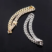 9mm hip hop baguette anklet iced out cubic zircon miami curb cuban link chain feet leg jewelry gold silver color for wonem girl