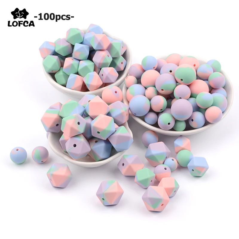 Силиконовые бусины LOFCA 100 шт./лот ожерелье для прорезывания зубов детская игрушка