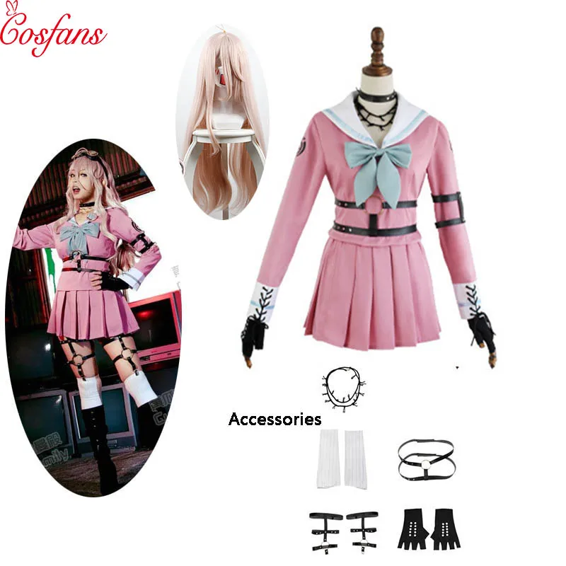 

Danganronpa V3 Killing Harmony Iruma Miu Cosplay Costume Props Anime Game Woman Girls party dress School Uniform outfit and wig