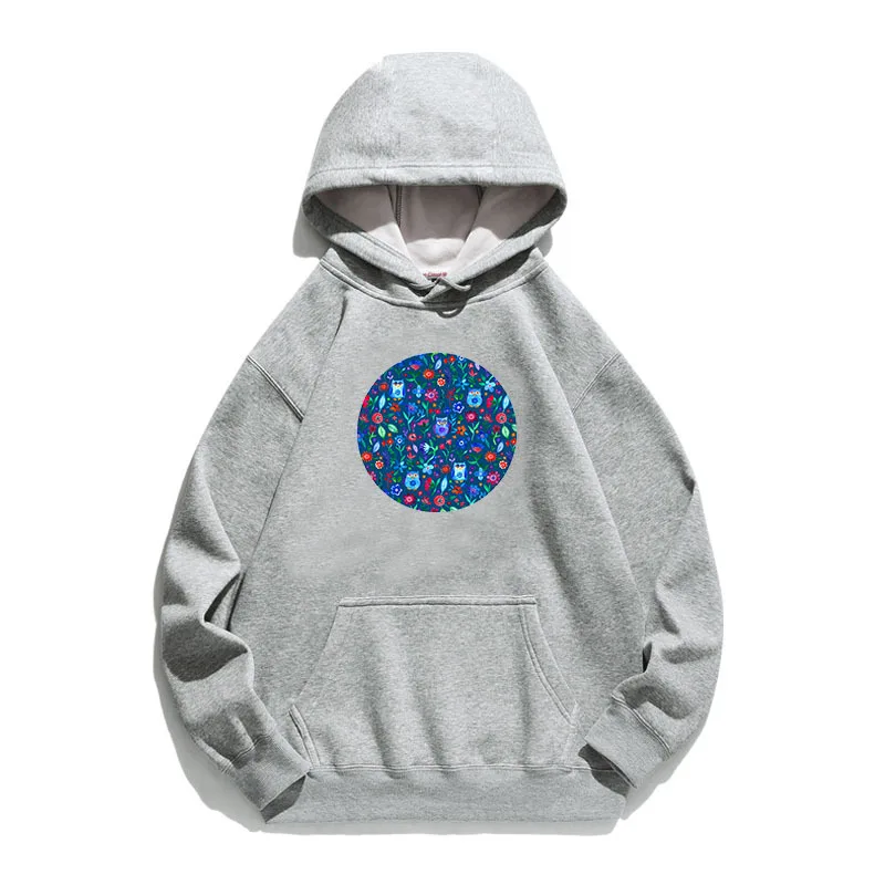 

Women Hoodie Owl Circle Printed Hoodies Women Fleece Long Sleeve Loose Sweatshirt with Hat Girls Pullovers Winter