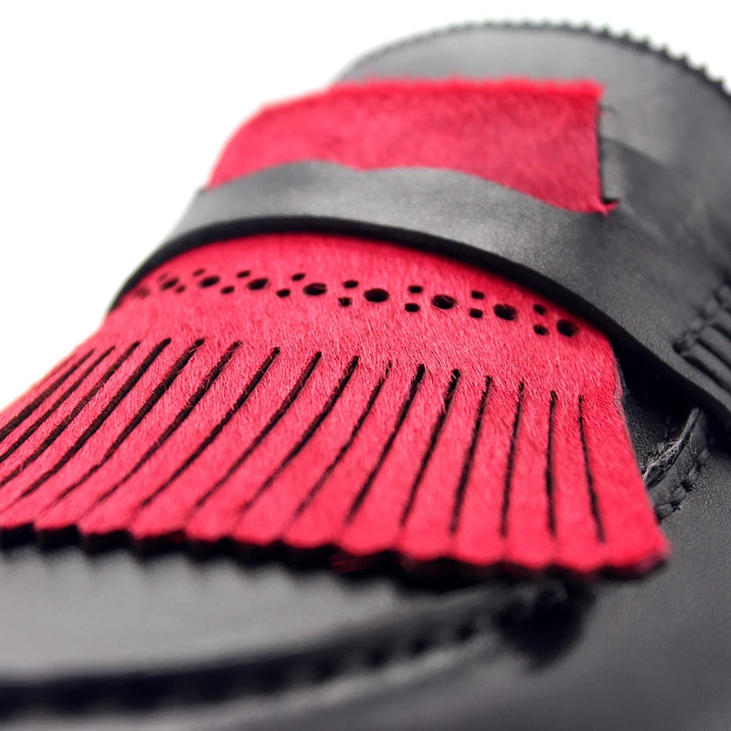 Мужские мокасины из натуральной кожи классические на плоской подошве с бахромой