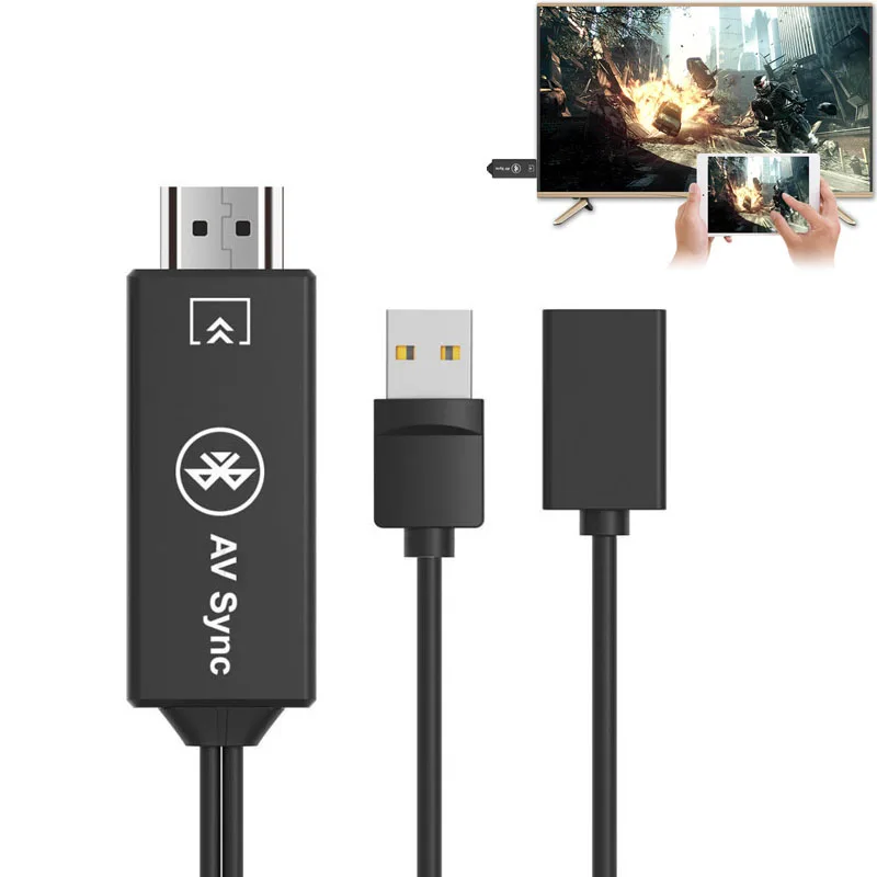 USB Bluetooth AV адаптер HDMI совместимый HD видеокабель для Huawei P20 P30 Pro IPhone 11 12 Xs Max IOS Android Phone