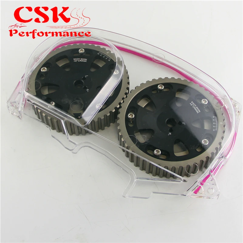 

Clear Timing Belt Cover+Cam Pulley Gear Fit For Mitsubishi Lancer EVO 9 IX 4G63 BK/RD