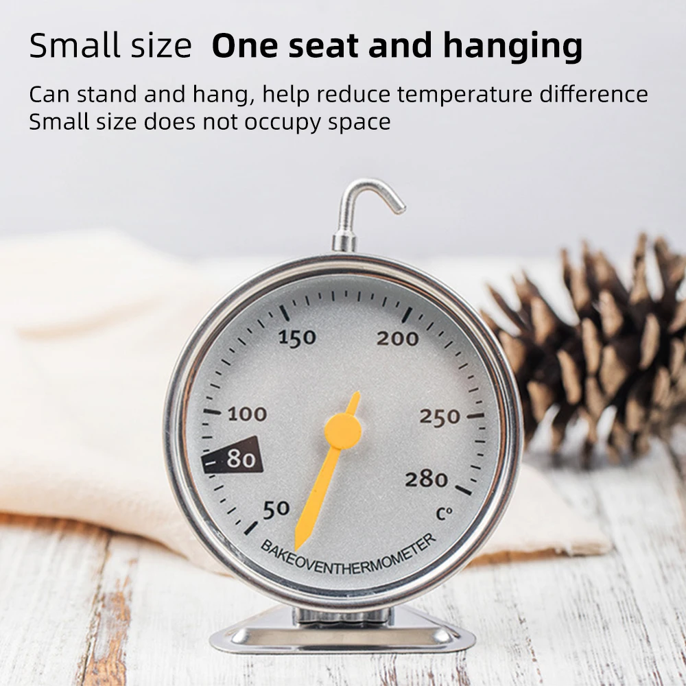 

Stainless Steel Oven Thermometer Hang Or Stand Large Dial Baking BBQ Cooking Meat Food Temperature Measurement 50-280 Degree