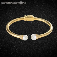 chenzhon 925 sterling silver bangles bracelets for women gold color cubic zircon party top quality birthday gift 2020 new arrive