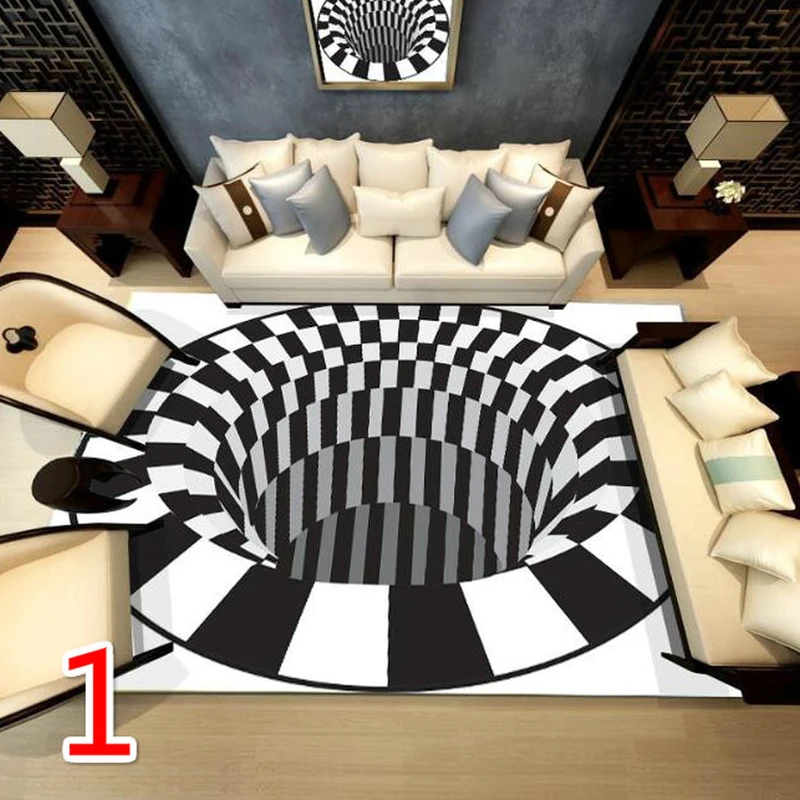 Style 1 4 размера черно-белые абстрактные геометрические прямоугольные 3D печатные мягкие ковры для гостиной Противоскользящий коврик для ванной комнаты дверной коврик - Цвет: Style 1