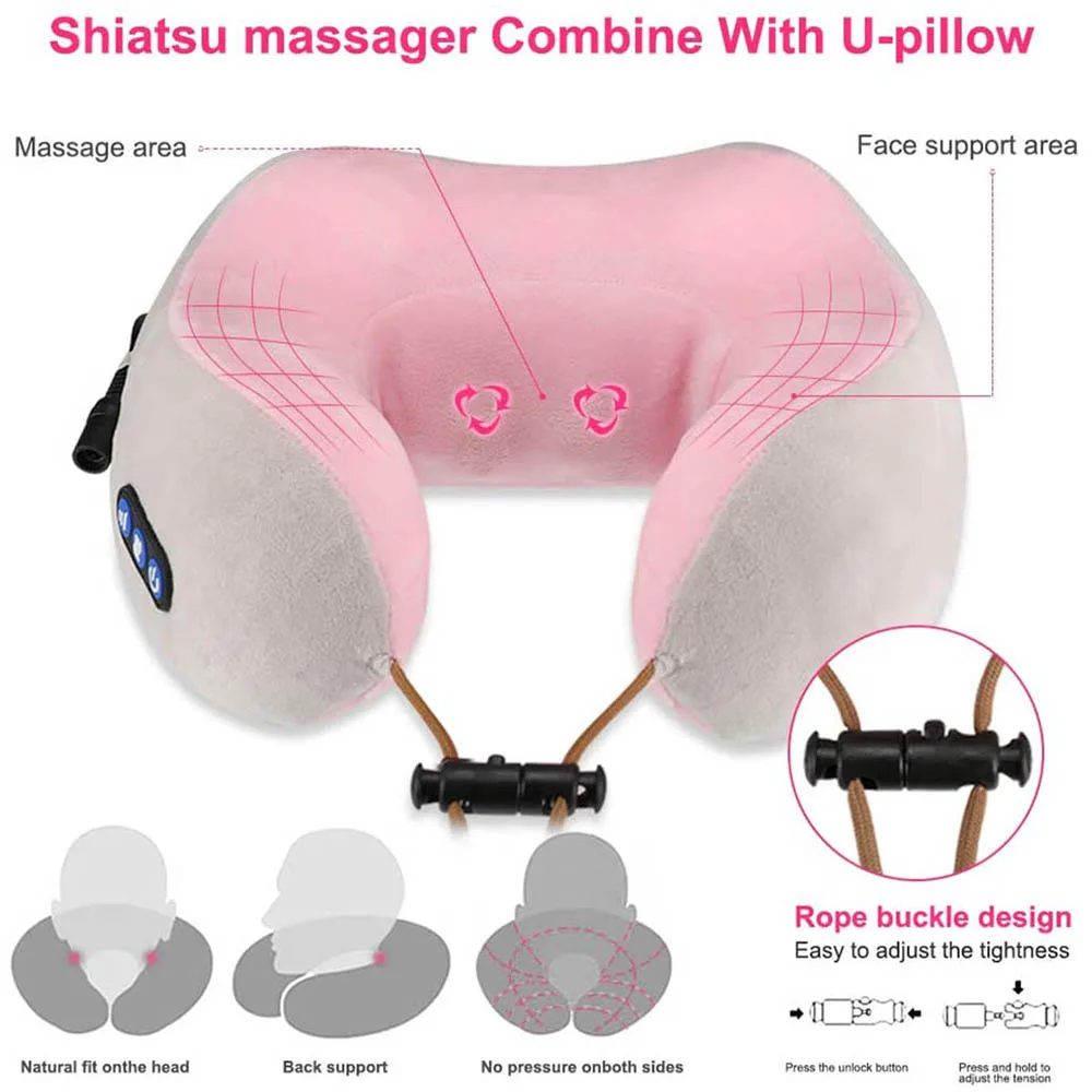 Электрическая массажная U образная подушка для расслабления шеи массажа из пены