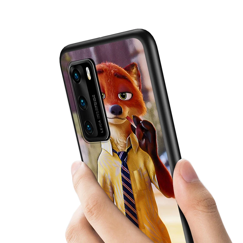 

Disney Zootopia Silicone Cover For Huawei P40 P30 P20 Pro P10 P9 P8 Lite RU E Mini Plus 2019 2017 Black Phone Case
