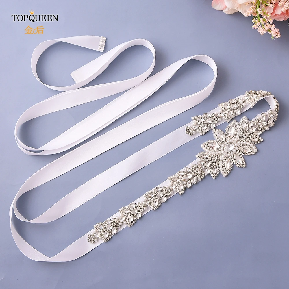 TOPQUEEN S410 Стразы пояс для свадьбы с серебряными бриллиантами и кристаллами