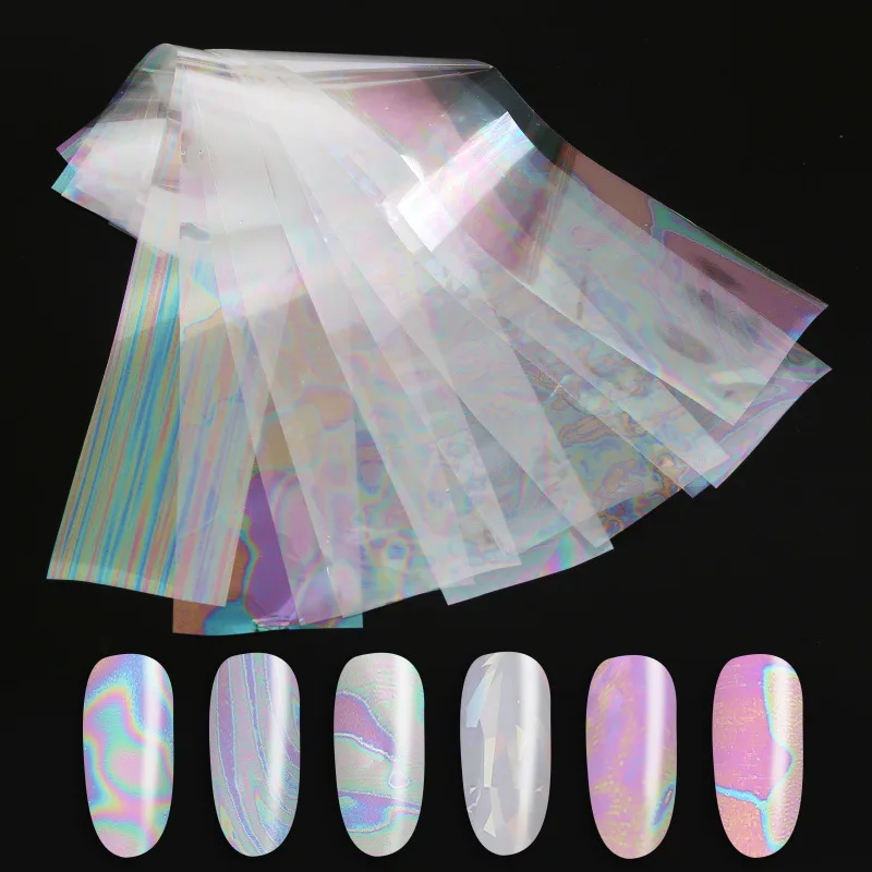 

10PCS Aurora Nails Foil Film Sticker Cellophane Paper Korean Nail Glass Foils Trend Design Ice Cube Manicure Nail DIY Decoration