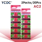 Щелочные батарейки YCDC батарея монетного типа для часов SR726SW V397 SR59 SR726 LR726 397 556 AG2 1,55 в, 20 шт.