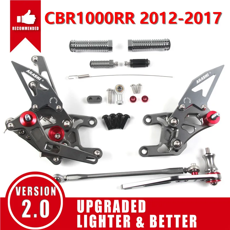 Gray 2012-2017 Араши для HONDA CBR1000RR 2004- с ЧПУ Регулируемая подножка Rearsets подножка CBR1000 CBR 1000 RR 2012 2013 - Цвет: Gray 2012-2017