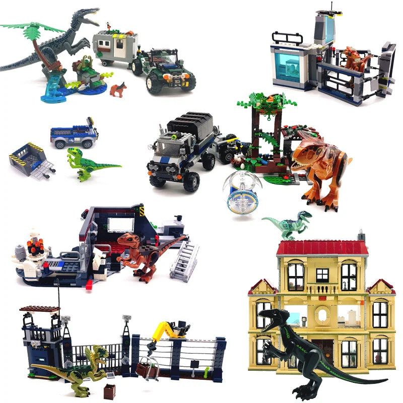 

Jurassic World Dinosaur Full Set Gyrosaurus Toothless Pterosaur Carnotaurus Escape Animal Bricks Toys For Children Gift 75929