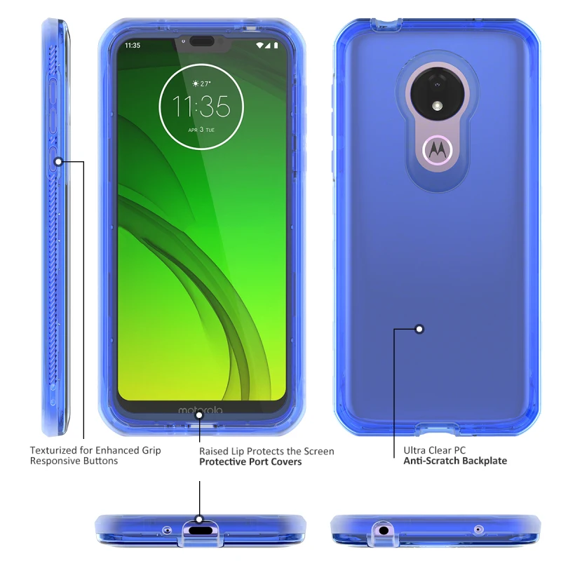 Hard Back Case for Motorola Moto G7 Power Play Full Cover with Built-in Screen Protector Shock Absorption Case for Moto G7 Play