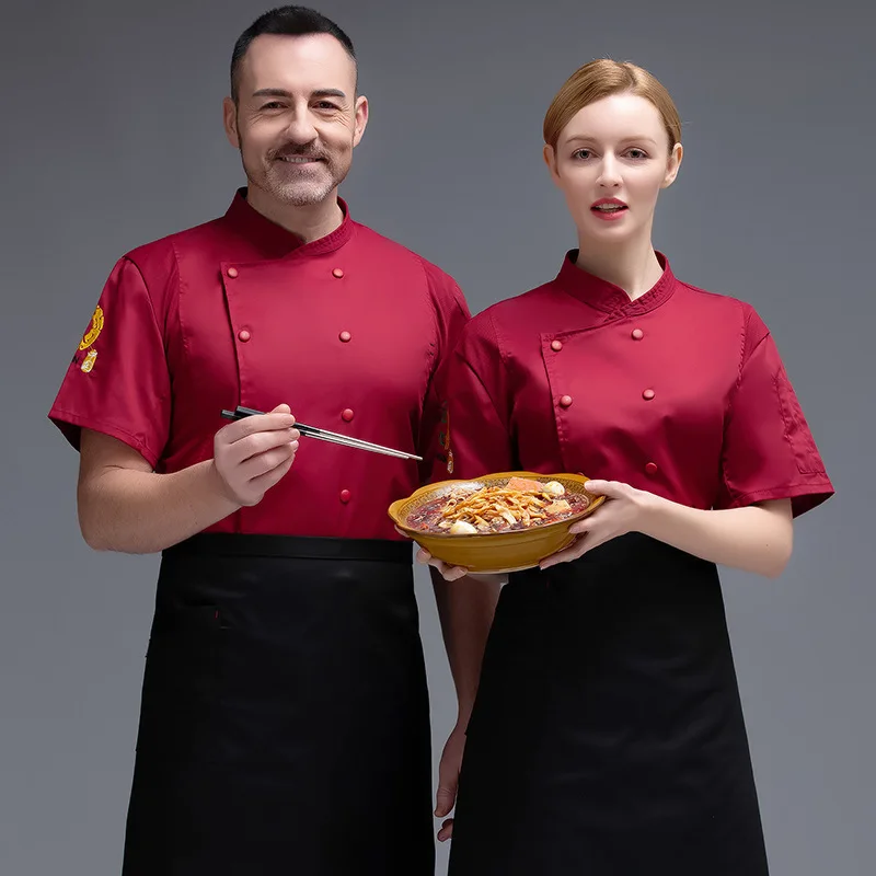 

2020 Restaurant Clothes Chaquetas De Trabajo Chef Uniform Spring Short Sleeve Western Food Hotel Baking Kitchen Overalls Men