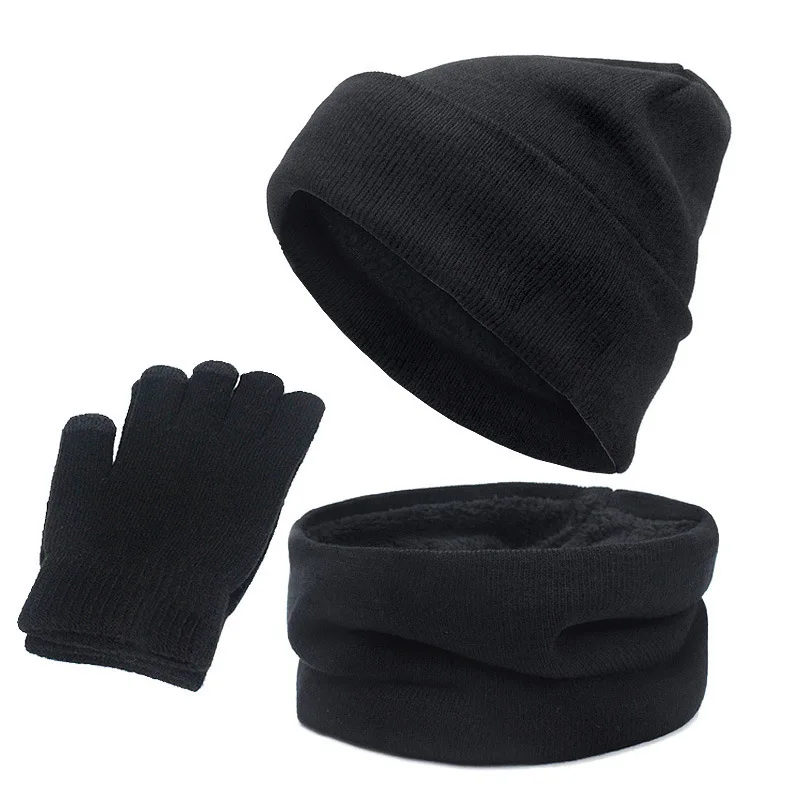 

Three Piece Plush Warm Suit Winter Hat Scarf Touch Screen Gloves Fleece Lined Face Women Fashion Mascarilas Con Filtro