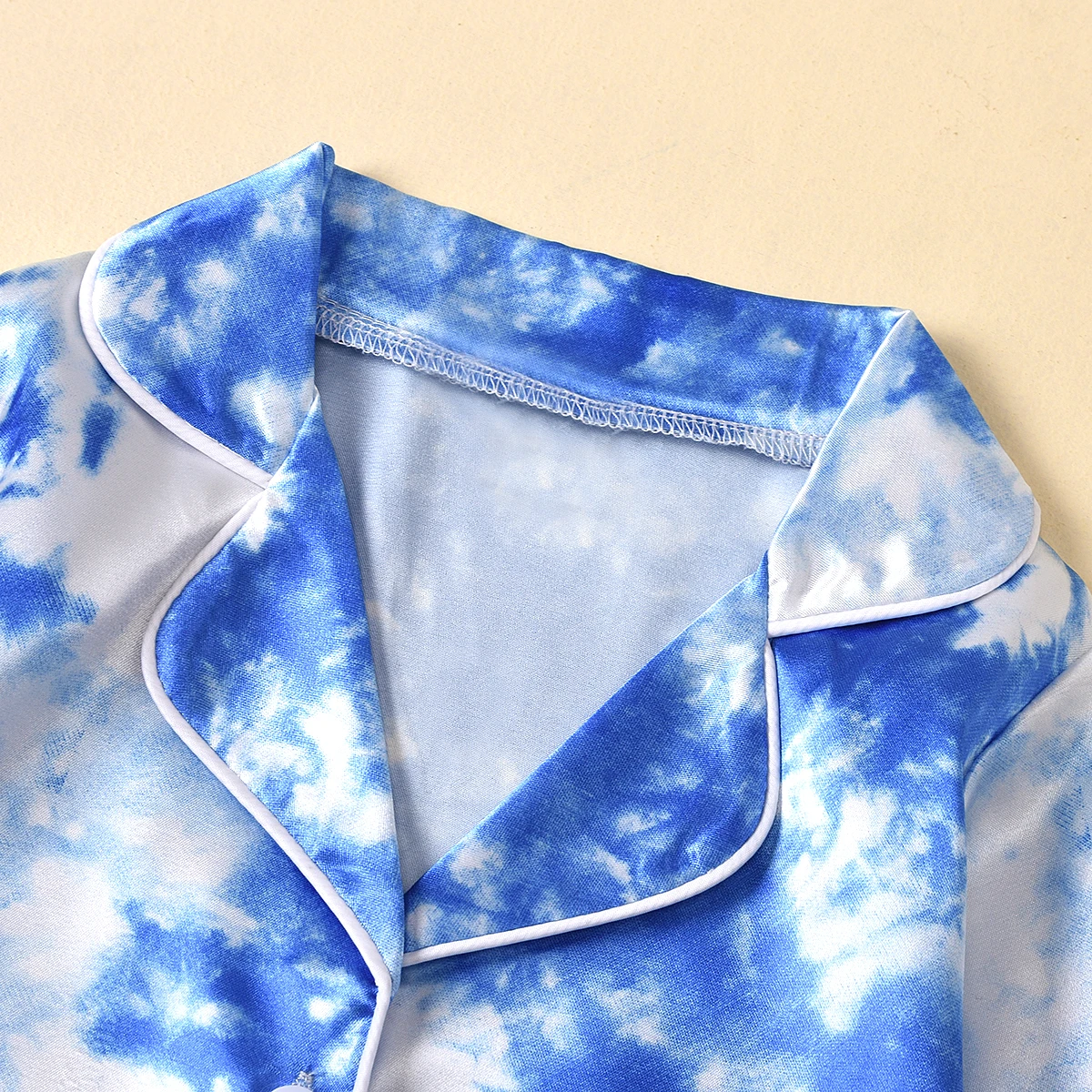 Детский пижамный комплект с галстуком Шелковый Атласный топ длинными рукавами и