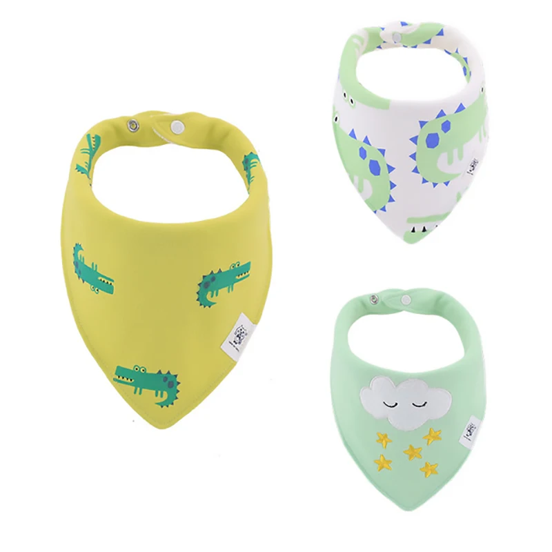 qksj002-22 3-Pack/lot Baby Bibs 100%Cotton Waterproof Cute cartoon print embroidery Saliva Towel Newborn Toddler Infant Boys Girls Stuff - Цвет: qksj002-22