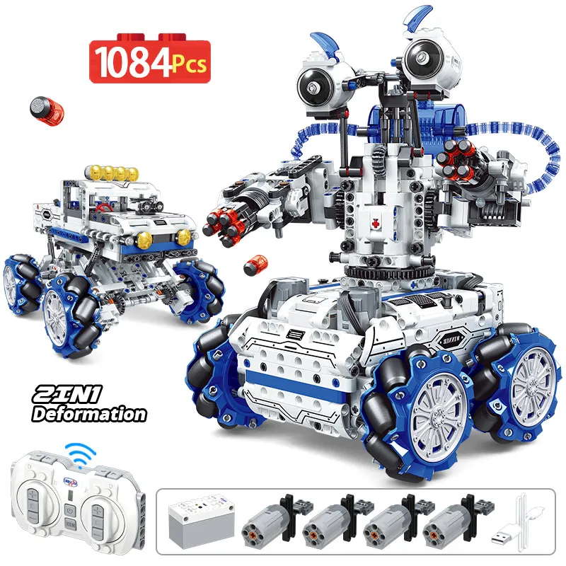 

1084pcs 2 in 1 City Technical RC Deformation Combat Robot Building Blocks Remote 4WD Control Car Bricks Toys For Children Gifts