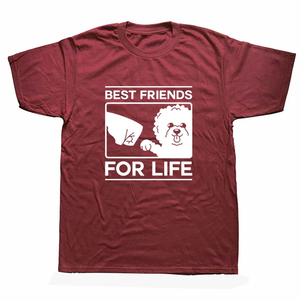 

Смешные футболки с надписью Best Friends For Life, Бишон, фриз, собака, графическая винтажная Веселая хлопковая футболка с коротким рукавом и круглым ...