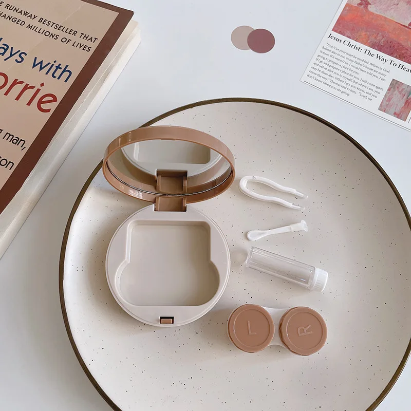 Футляр для контактных линз Женский однотонный портативный милый чехол уходом за