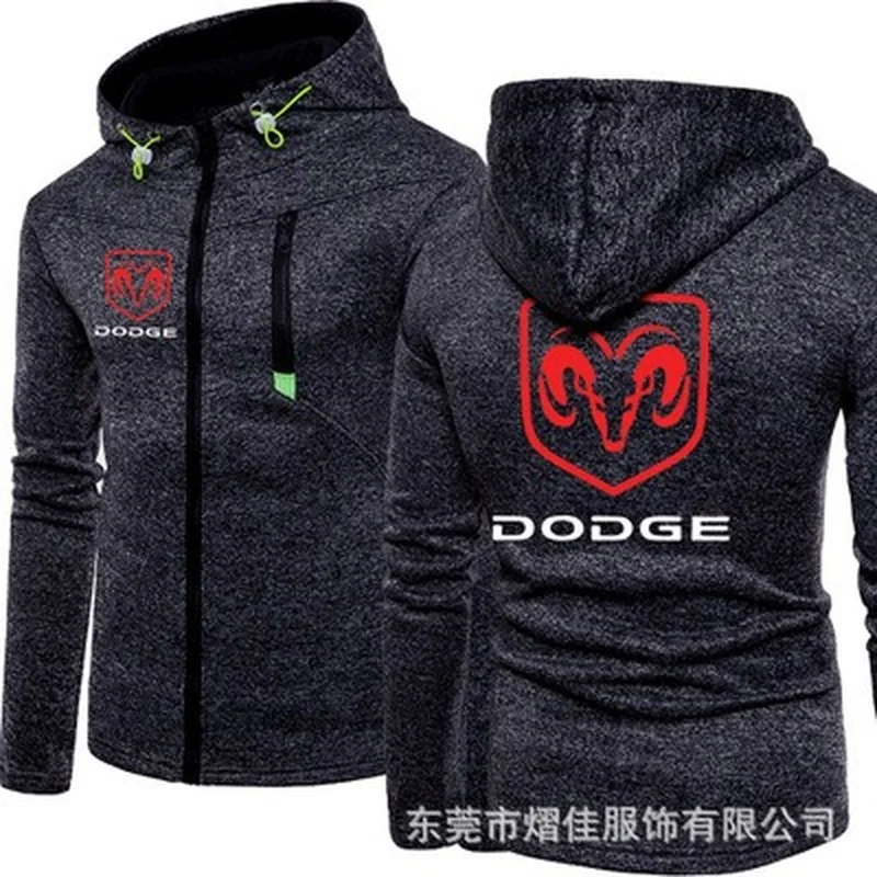 

2021 new fashion spring autumn men's for dodge car logo sweatershirt long-sleeved hooded casual lapel printed pullover autumn