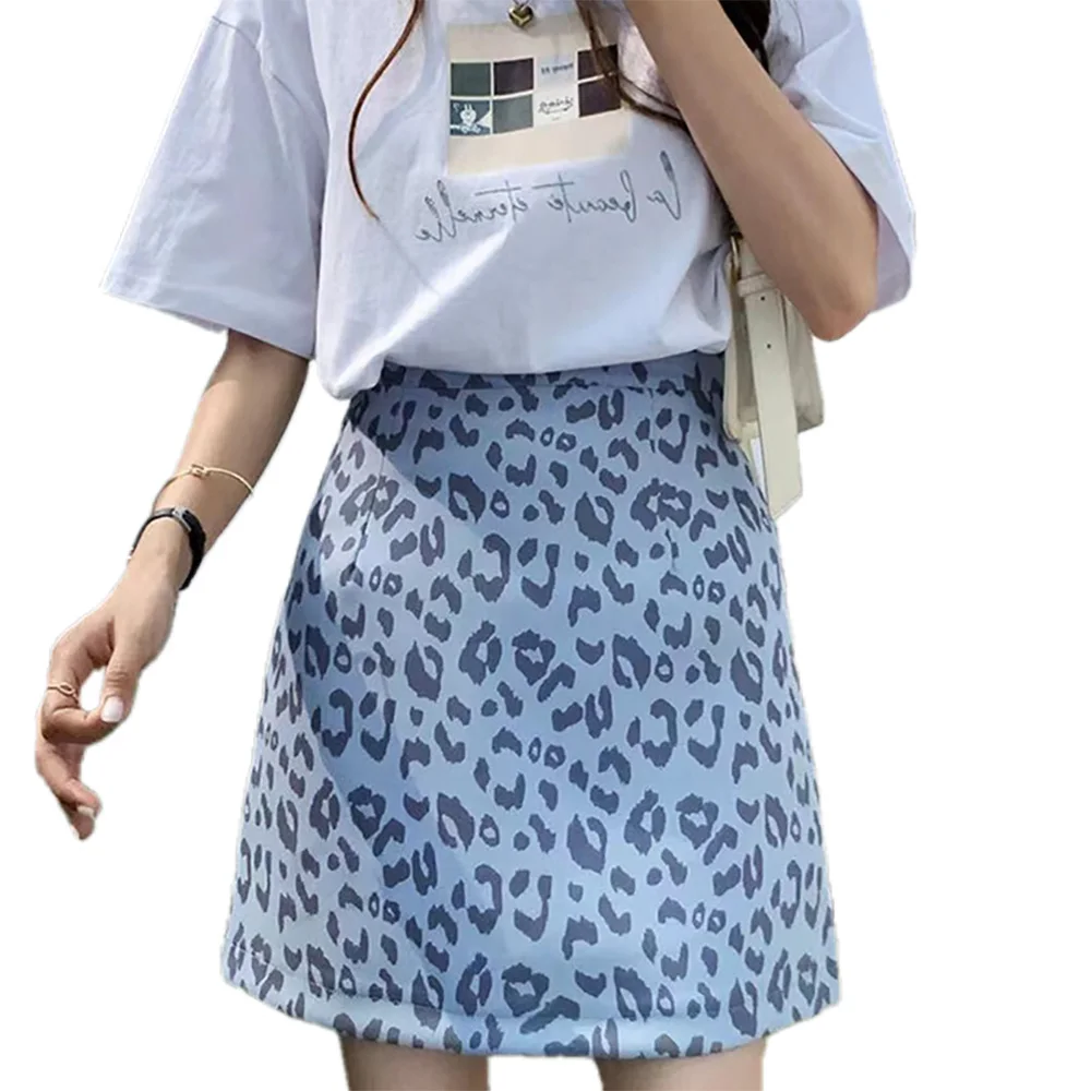 

2021 fashion leopard print skirt female summer new style retro foreign style high waist show thin A-word floral hip wrap skirt