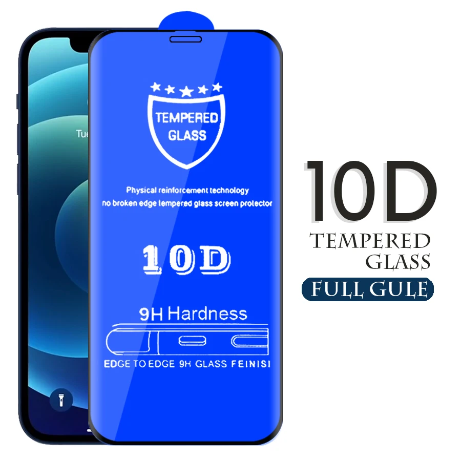 

2Pcs 10D Full Gule Protective Glass for IPhone 12 11 Pro Max Tempered Glass for IPhone X Xs XR 7 8 Plus Safety Screen Protectors