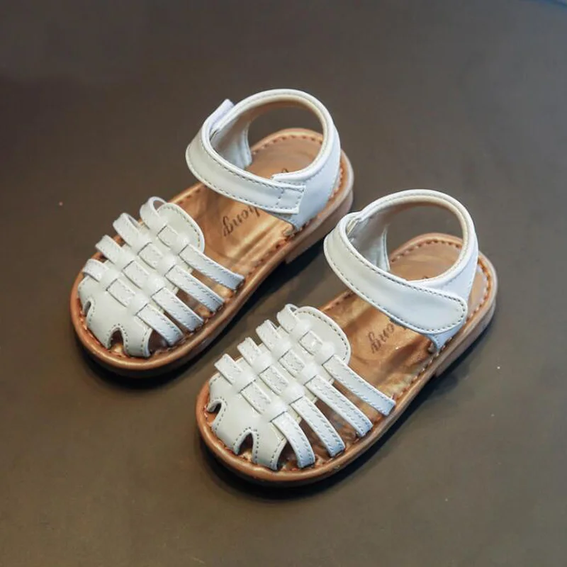 

Сандалии для маленьких девочек, блестящая летняя обувь, вязаные туфли с закрытым носком для девочек, размеры 23-34