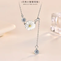 daisy necklace simple design shell pendant clavicle chain tassel zircon necklace girl student birthday party jewelry gift