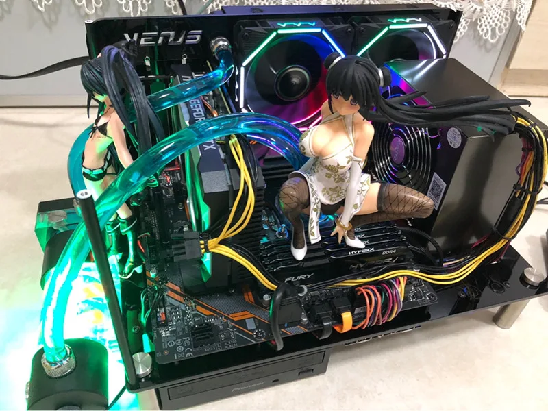 KOOLASON DIY Настольная акриловая стойка водяное охлаждение ATX MATX Прозрачный чехол для компьютера с башнями горизонтальная Основная коробка шасси