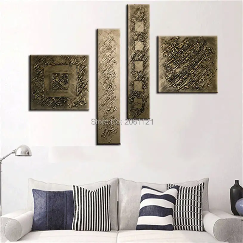 

Hand Painted Modular Pictures Retro Oil Paintings On Canvas For Living Room Chinese Style Wall Art