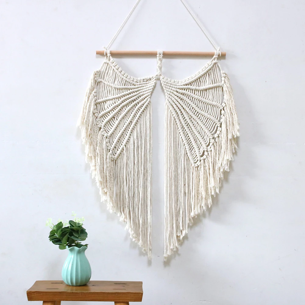 Macrame Angel Wings Tapestry Handmade Cotton Wall Hanging Tapestry Boho Art Decoration For Apartment Bedroom Living Room Gallery
