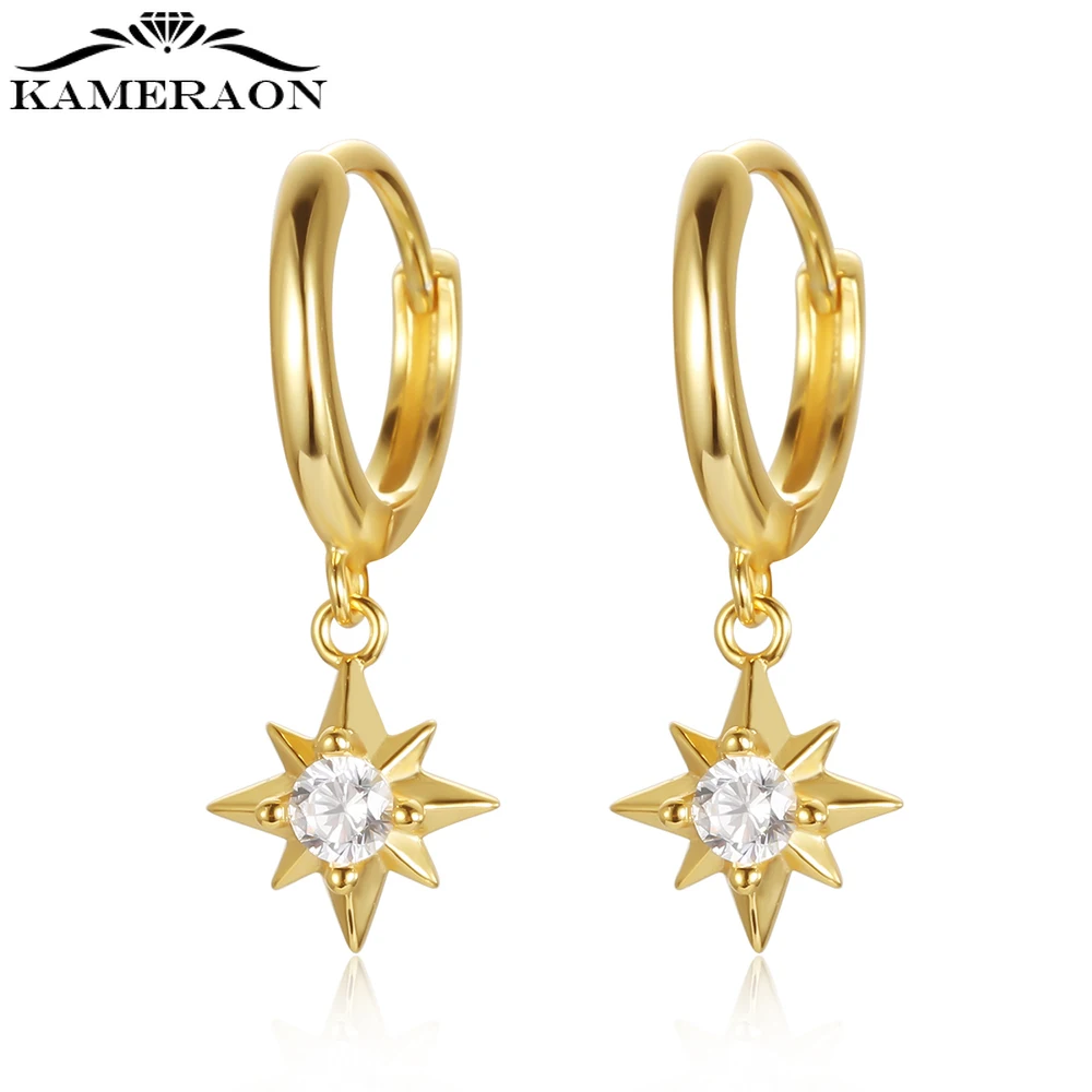 

High Quality Gold Silver Shiny Star Hoop Earrings Zirconia Earrings 925 for Women Trendy Fine Luxury Jewelry Birthday Gifts
